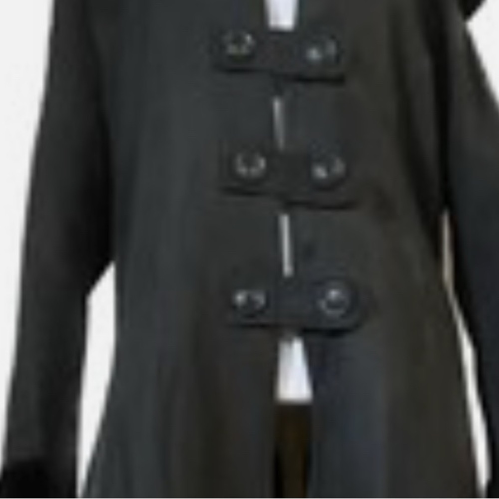XIAN XIAN Goth Steampunk Hooded High Low Witchy Trench Coat M - Picture 4 of 9